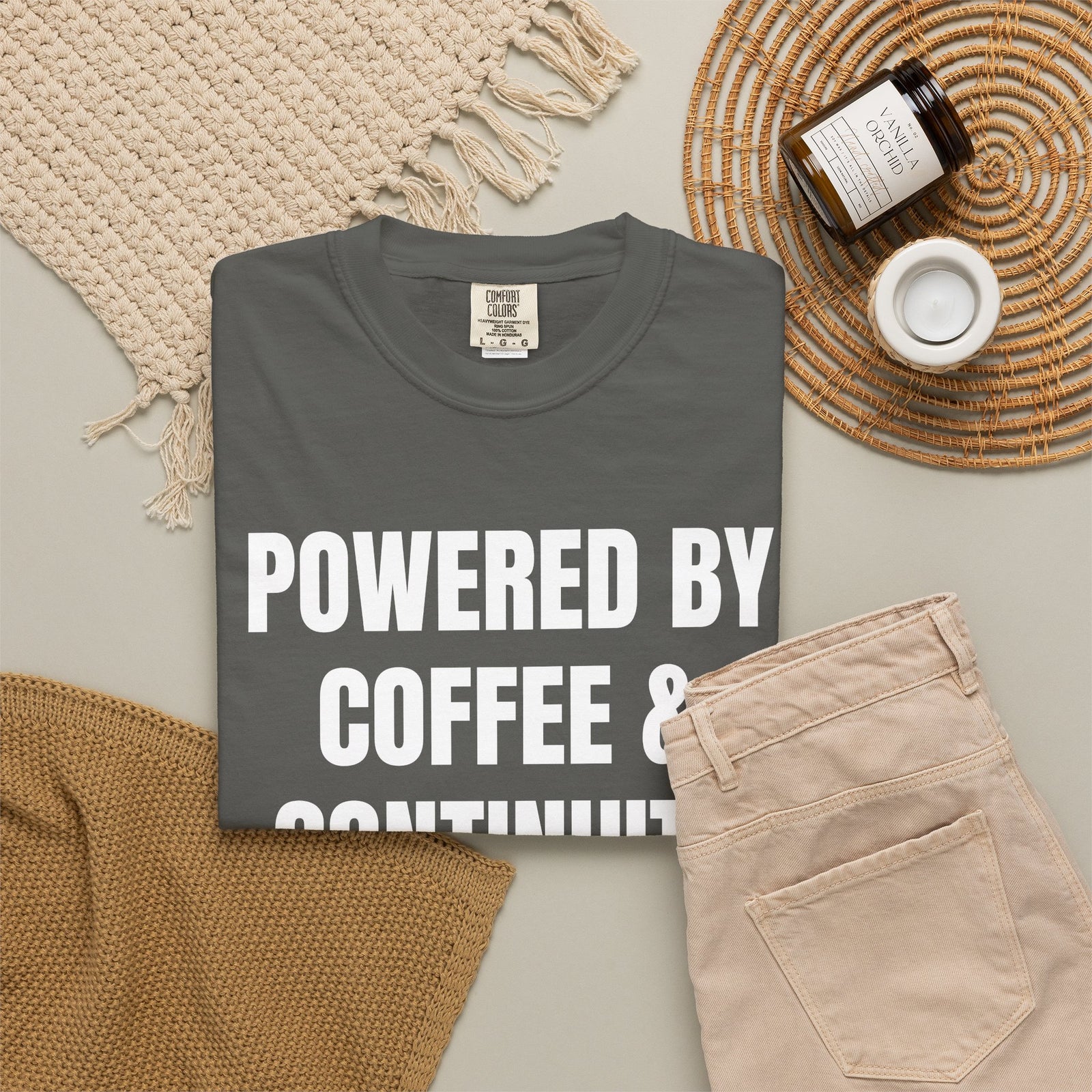 Powered by Coffee and Continuity Shirt – Funny Electronics Repair T-Shirt
