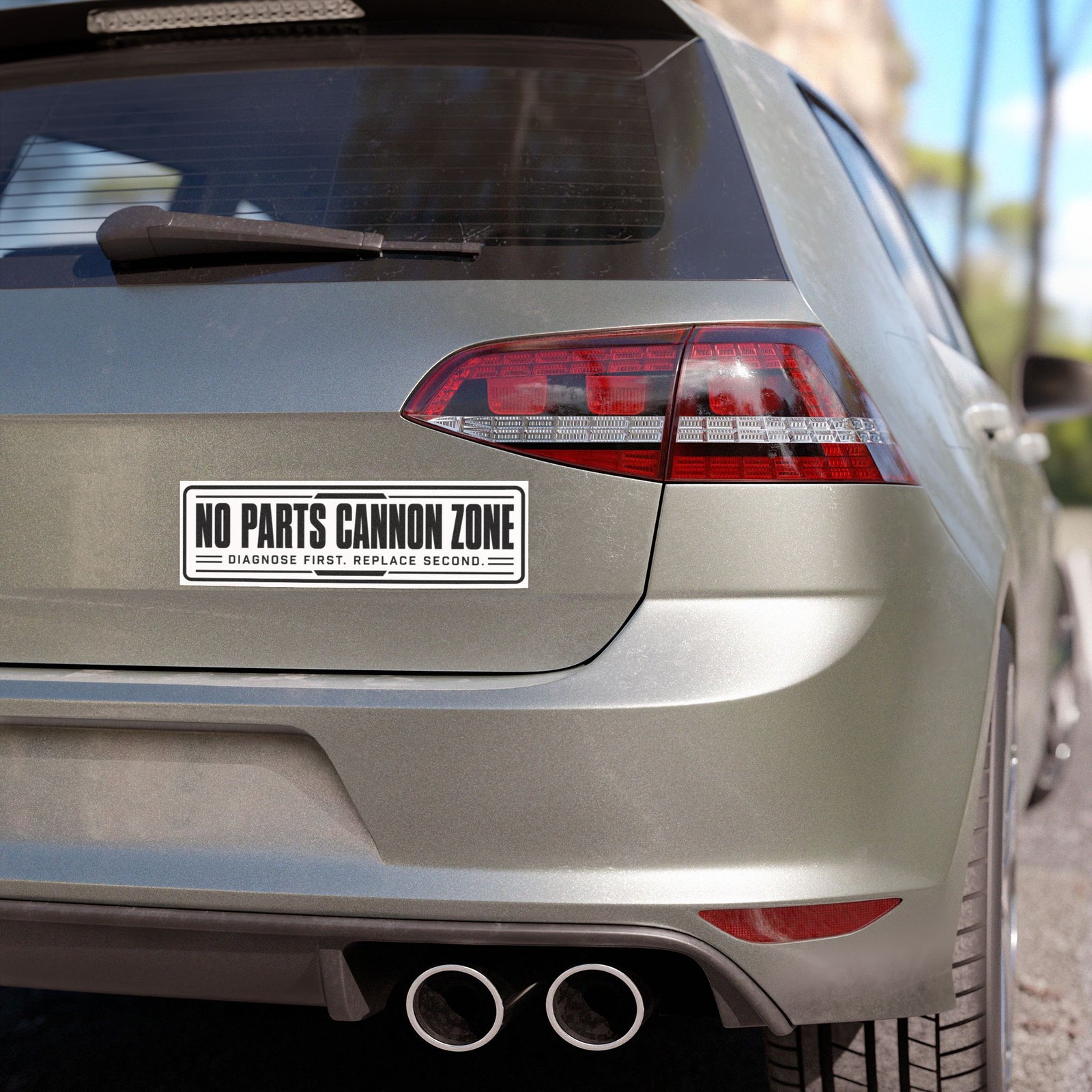 No Parts Cannon Zone Car Magnet – Funny Mechanic Diagnostic Bumper Sticker