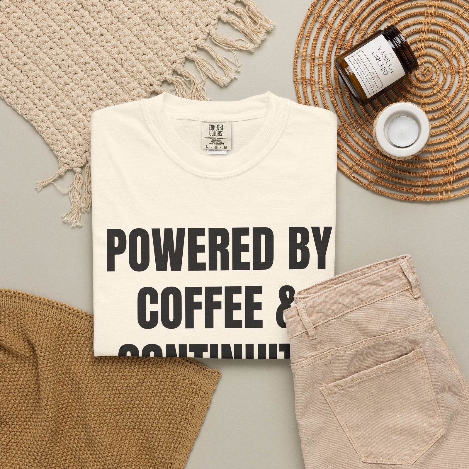 Powered by Coffee and Continuity Shirt – Funny Electronics Repair T-Shirt