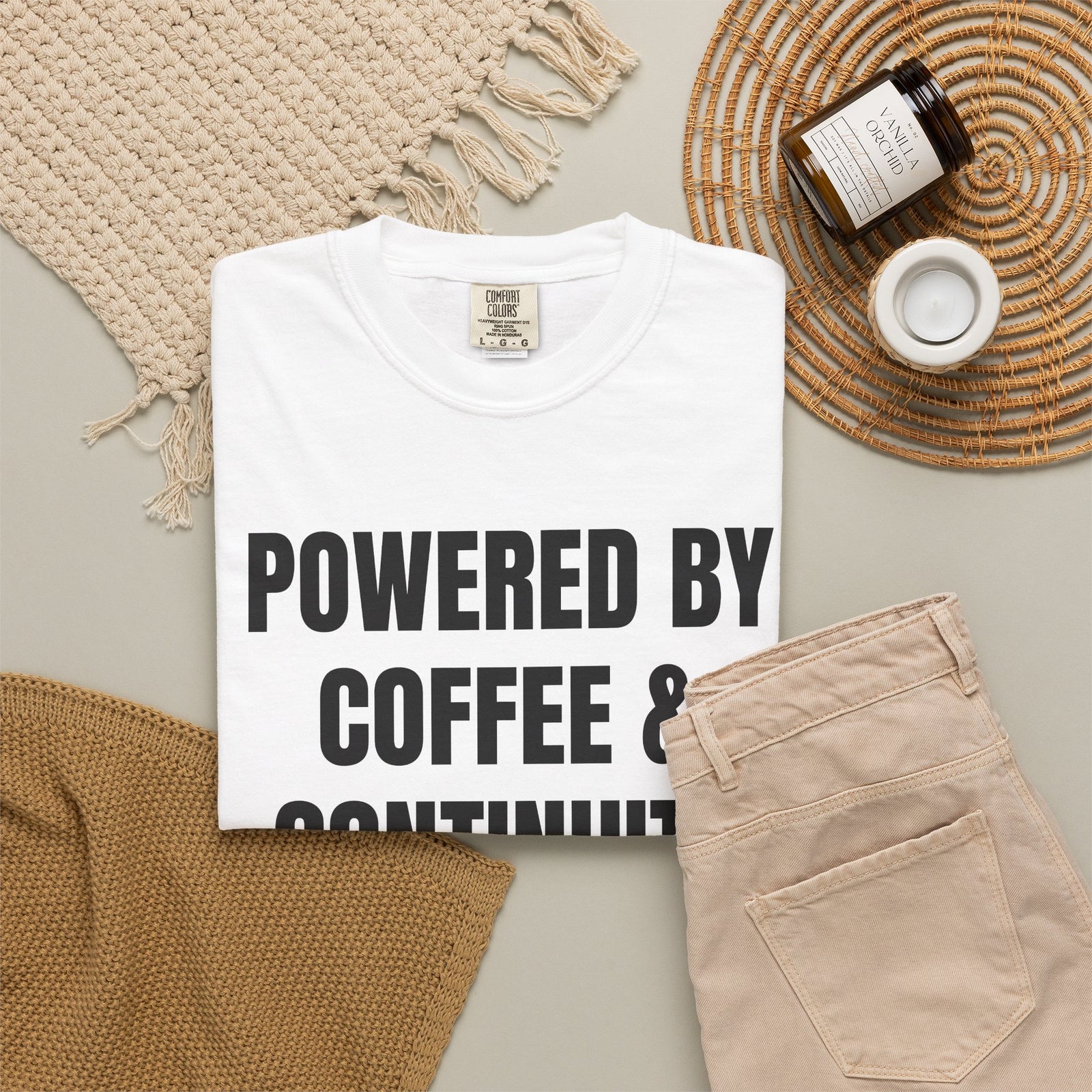 Powered by Coffee and Continuity Shirt – Funny Electronics Repair T-Shirt