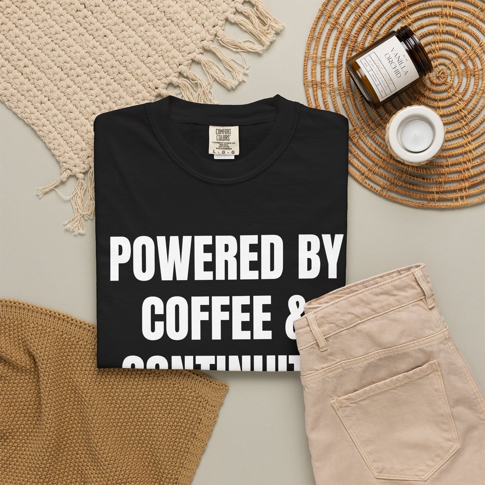Powered by Coffee and Continuity Shirt – Funny Electronics Repair T-Shirt